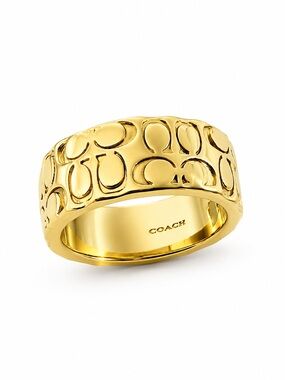 Coach Gold Signature C-Pattern Band ring